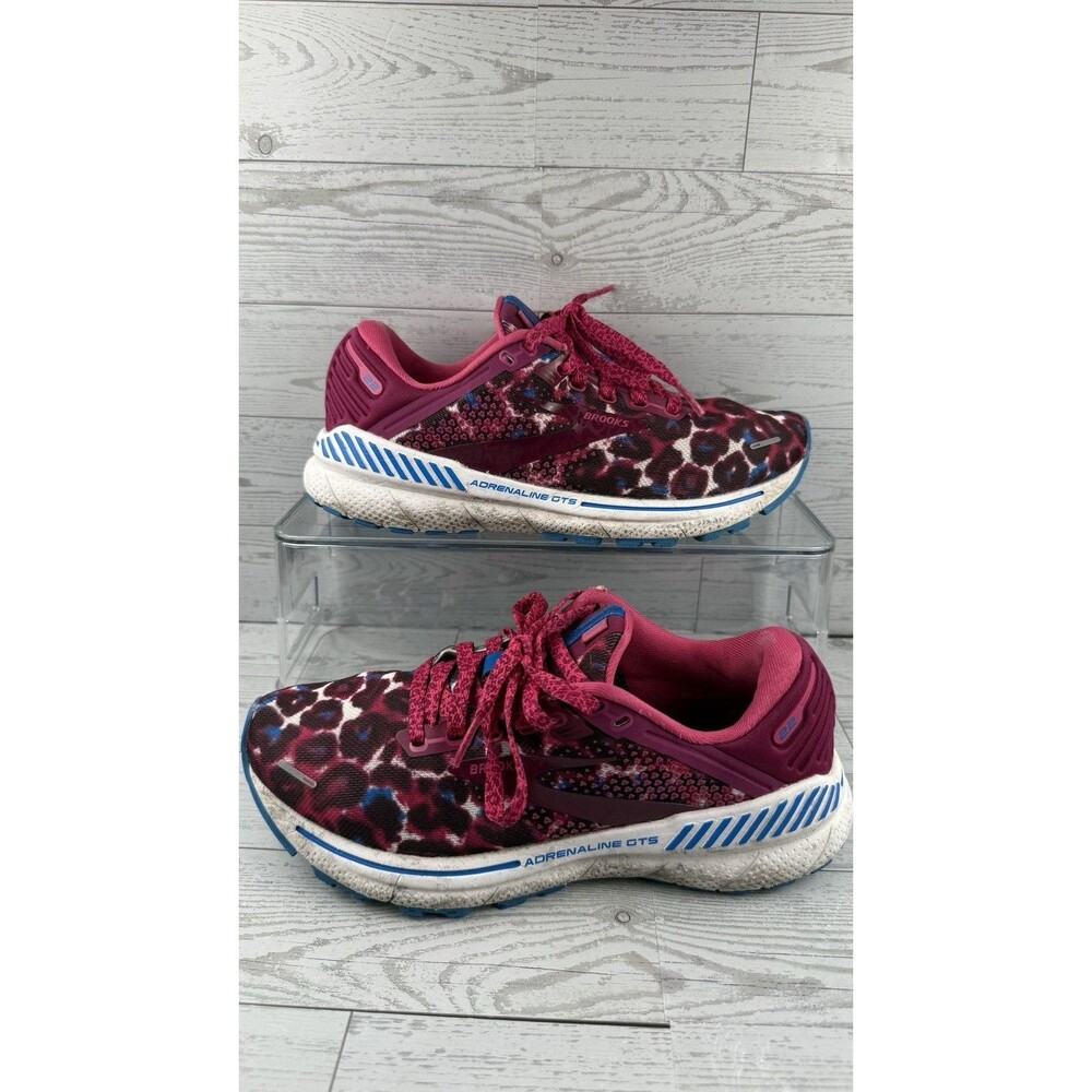 Brooks Adrenaline GTS 22 Pink Wild Leopard Running Shoes Womens Size 7B #672